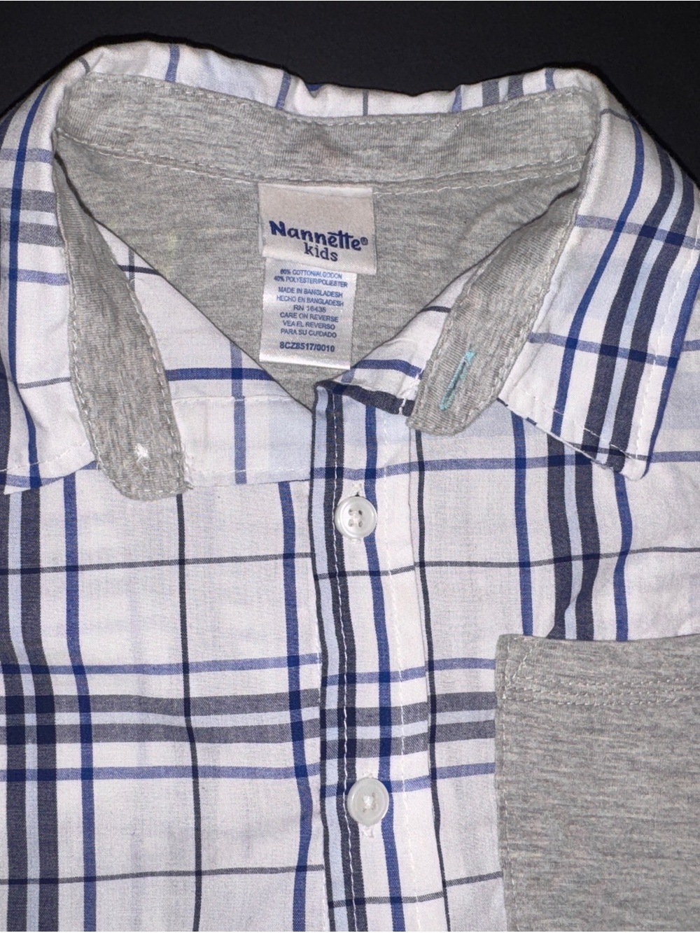 Kids Blue and White Plaid Button-Up Shirt by Nannette Kids (size 4) - Picture 3 of 9